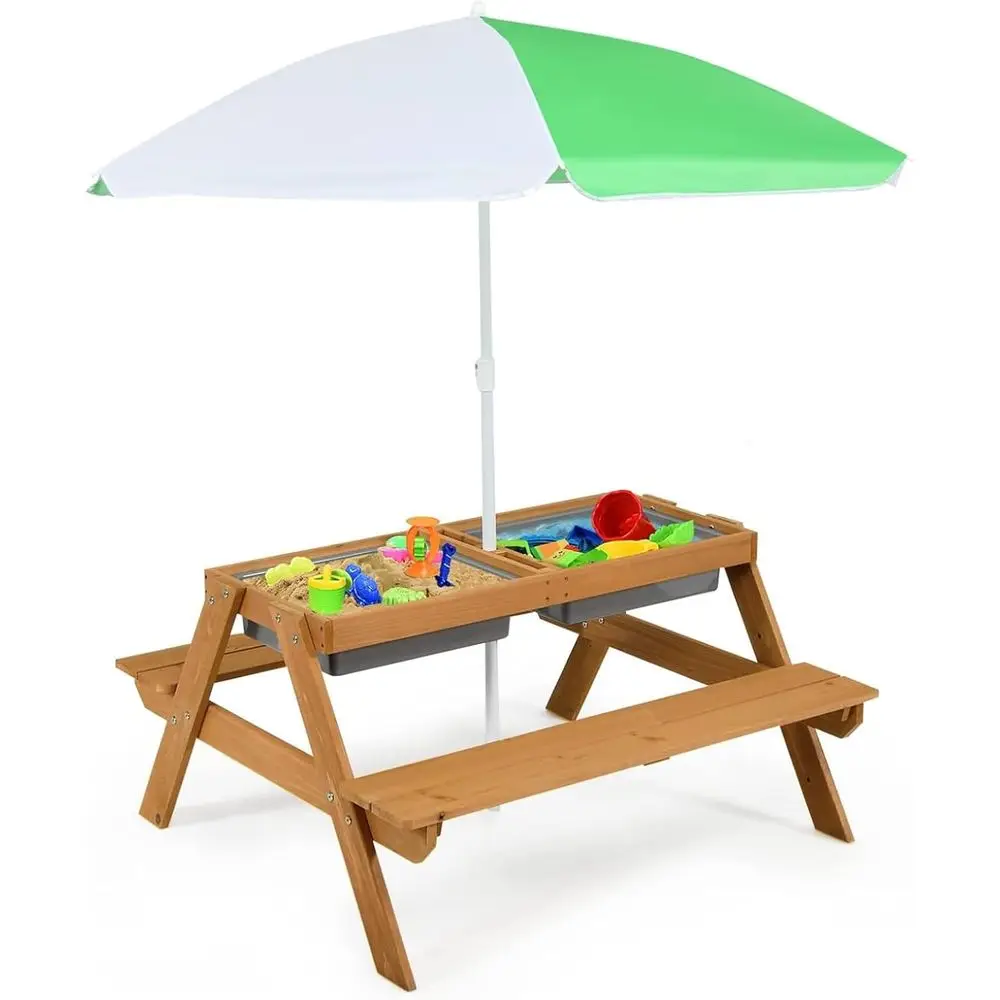 Kids Outdoor Furniture Set - 4-in-1 houten zand- en watertafel met