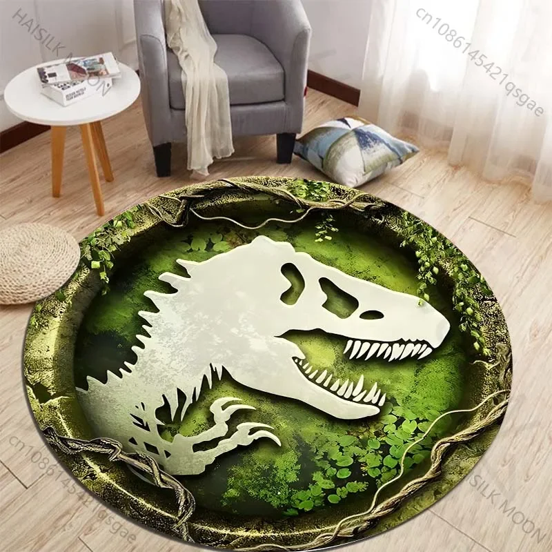 Kids Outdoor Area - HD 3D Dinosaurus Print Ronde Tapijten